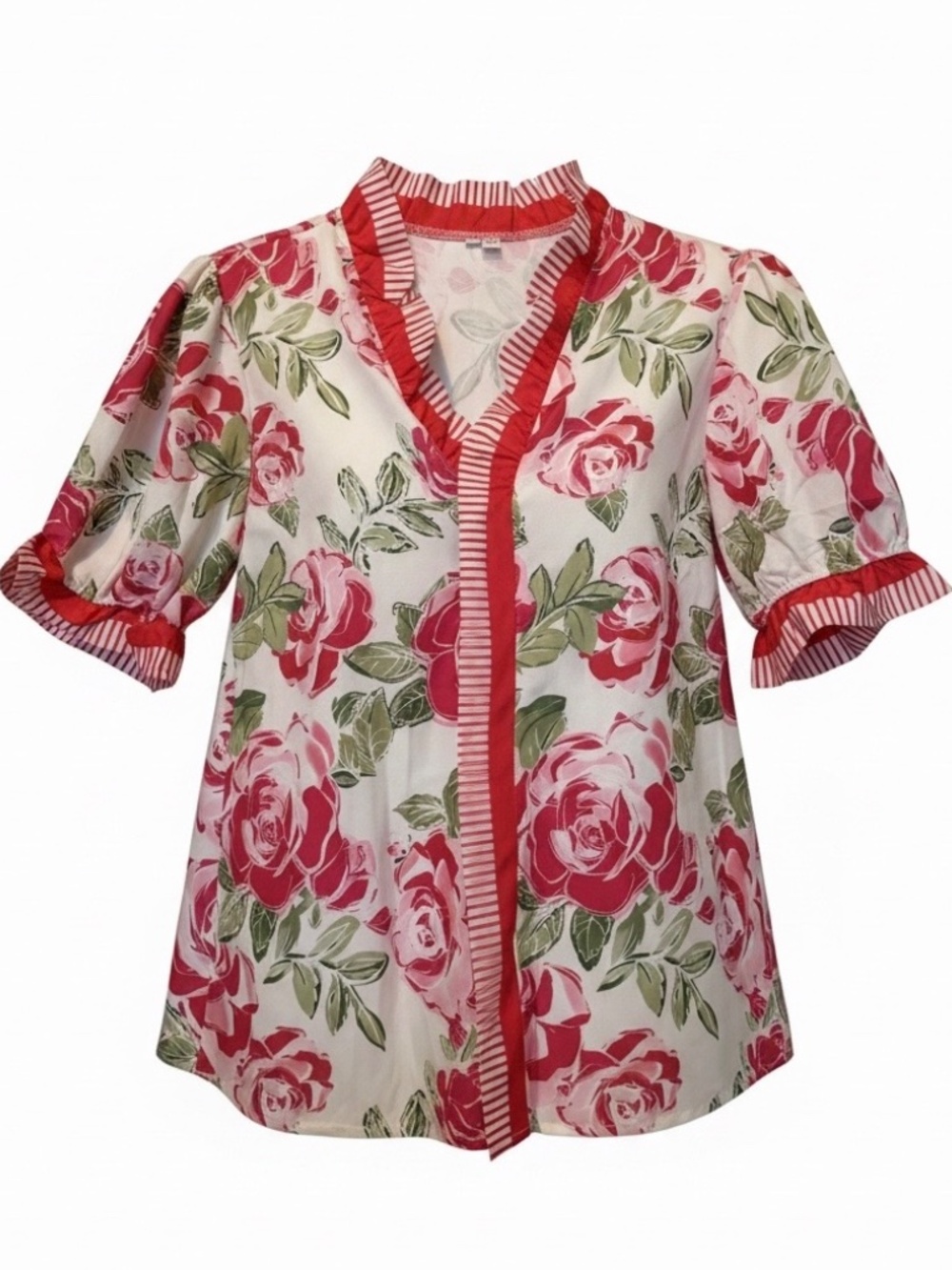 Women's Blouse with Roses - Picture 2 of 2